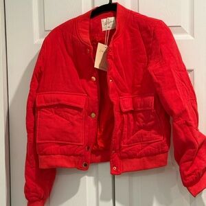 Vibrant Red Quilted Jacket